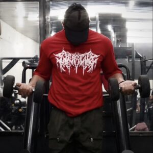 Men’s Blood Red T-Shirt – Bold White Grunge Print | Premium Soft Cotton