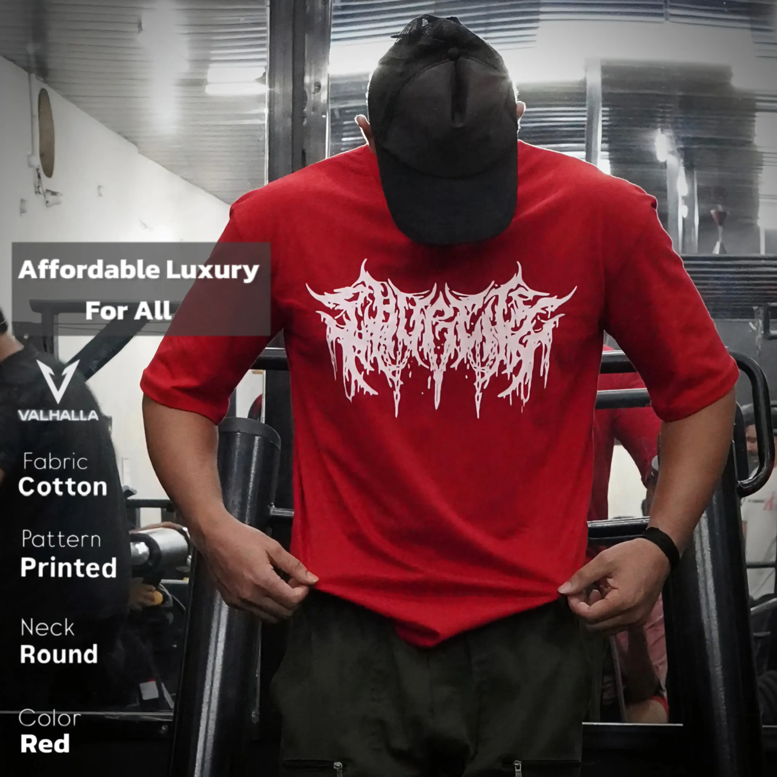 Men’s Blood Red T-Shirt – Bold White Grunge Print | Premium Soft Cotton - Image 4